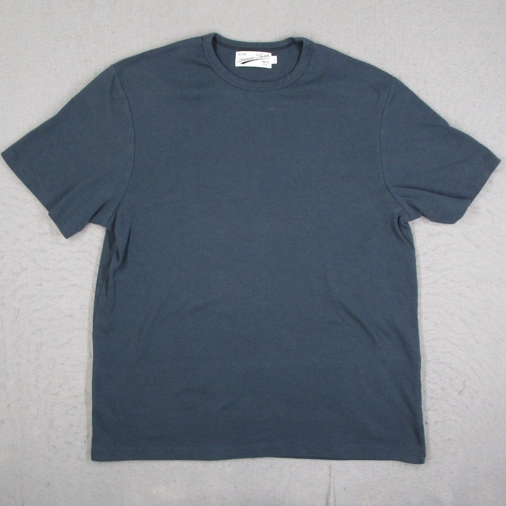 American Trench Mens T-Shirt Large Navy Blue Cotton Crew Neck Made in USA 61851
